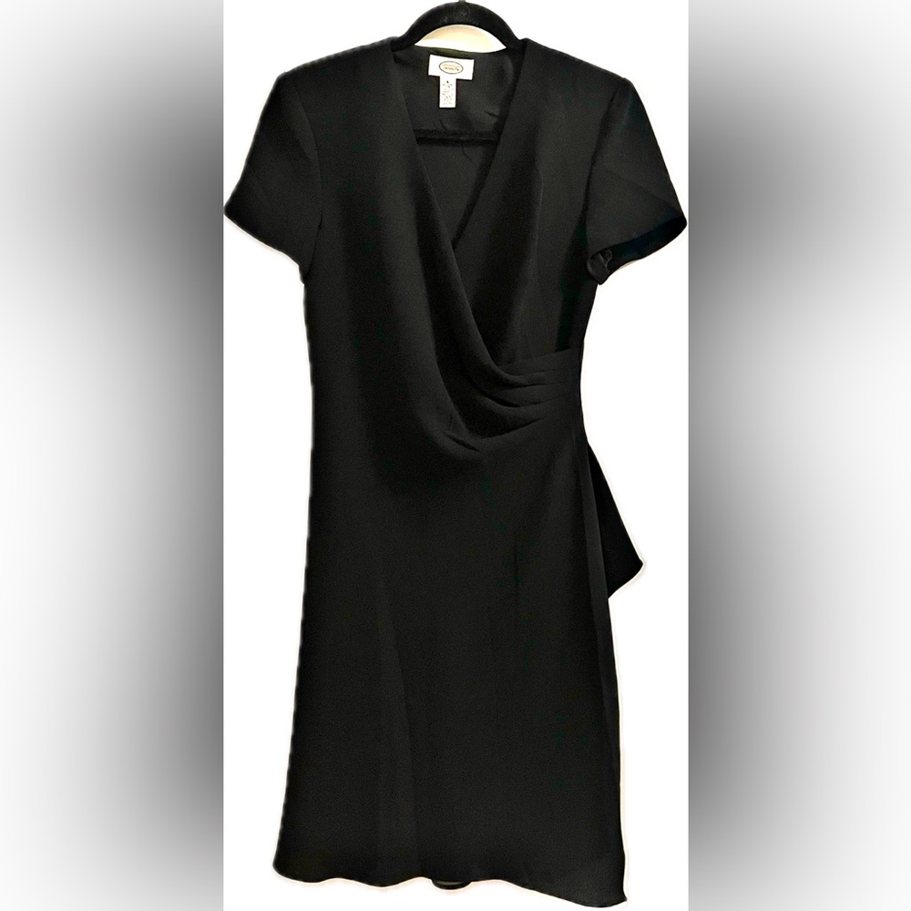 Vintage Classic Talbots Faux Wrap Black Dress Size 4